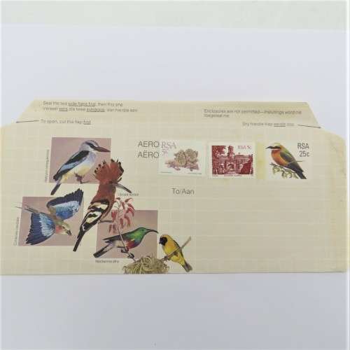 Unused Bird Aerograin with printed 25c stamp upgraded with 2 5c stamps