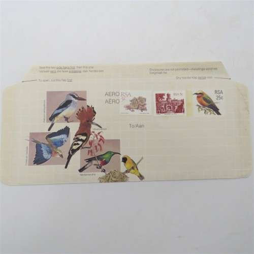 Unused Bird Aerograin with printed 25c stamp upgraded with 2 5c stamps