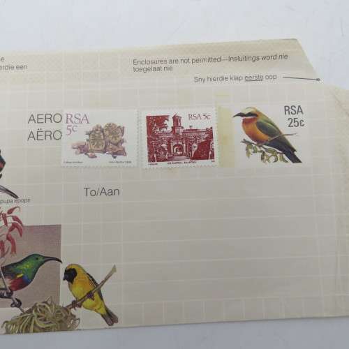 Unused Bird Aerograin with printed 25c stamp upgraded with 2 5c stamps