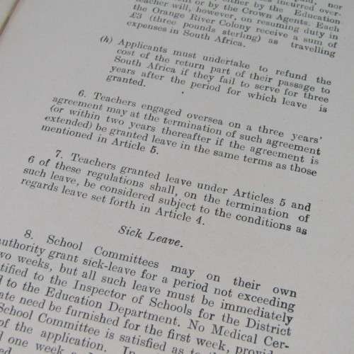 Education Department of the Orange River Colony - Instructions to Principals of Government Schools