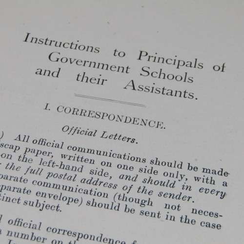 Education Department of the Orange River Colony - Instructions to Principals of Government Schools