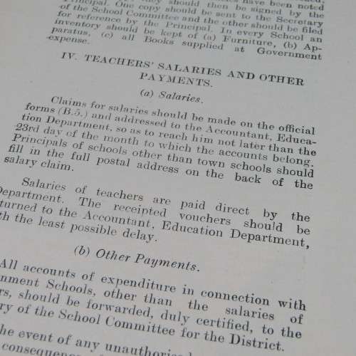 Education Department of the Orange River Colony - Instructions to Principals of Government Schools