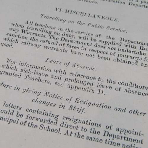 Education Department of the Orange River Colony - Instructions to Principals of Government Schools