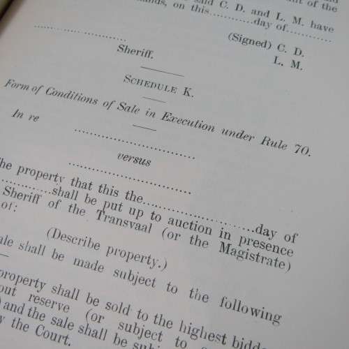 1902 Rules and Regulations of the High Court of the Transvaal - original