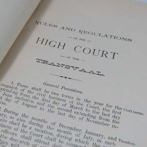 1902 Rules and Regulations of the High Court of the Transvaal - original
