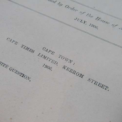 Cape of Good Hope Original report of the Select Committee on the Poor White question - 1906