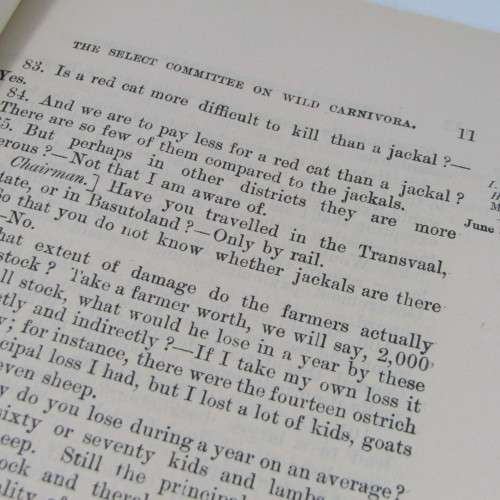 Cape of Good Hope Original Report of the Select Committee on Wild Carnivora - June 1896