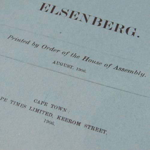 Cape of Good Hope Original Report of the Select Committee on Elsenburg - August 1906