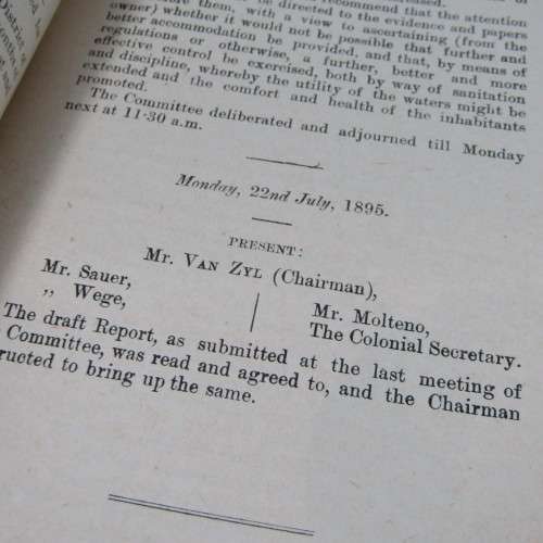 Cape of Good Hope Original Report of the Select Committee on the Oliphants River Baths - July 1895