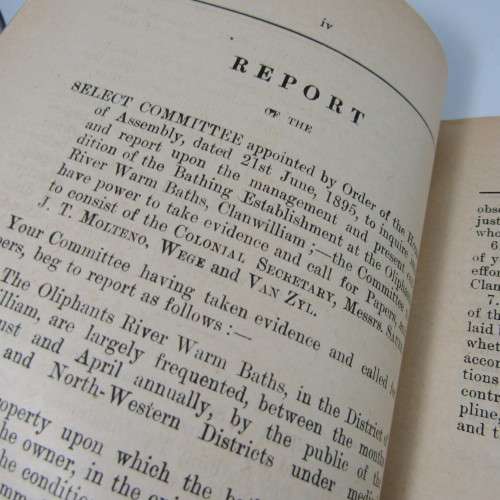 Cape of Good Hope Original Report of the Select Committee on the Oliphants River Baths - July 1895