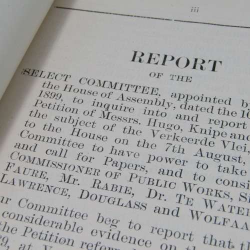 Cape of Good Hope Original Report of the Select Committee on Verkeerde Vlei - September 1899
