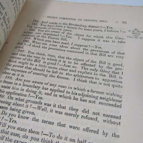 Cape of Good Hope Original Report of the Select Committee on the Fences Bill - July 1872