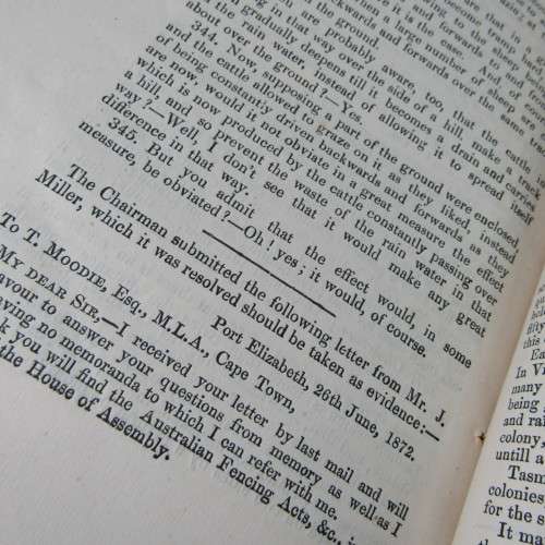 Cape of Good Hope Original Report of the Select Committee on the Fences Bill - July 1872