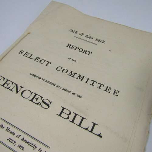 Cape of Good Hope Original Report of the Select Committee on the Fences Bill - July 1872