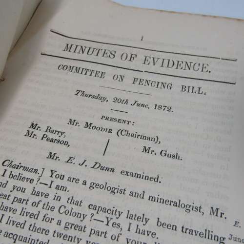 Cape of Good Hope Original Report of the Select Committee on the Fences Bill - July 1872