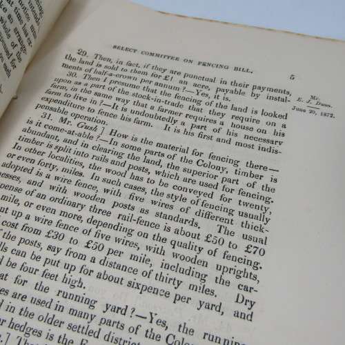 Cape of Good Hope Original Report of the Select Committee on the Fences Bill - July 1872