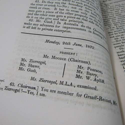 Cape of Good Hope Original Report of the Select Committee on the Fences Bill - July 1872
