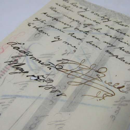 Cheque issued by Advocate Thomas Canter in Ladysmith 1888 - with the marks of 2 locals