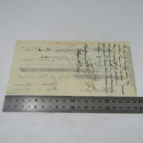 Cheque issued by Advocate Thomas Canter in Ladysmith 1888 - with the marks of 2 locals