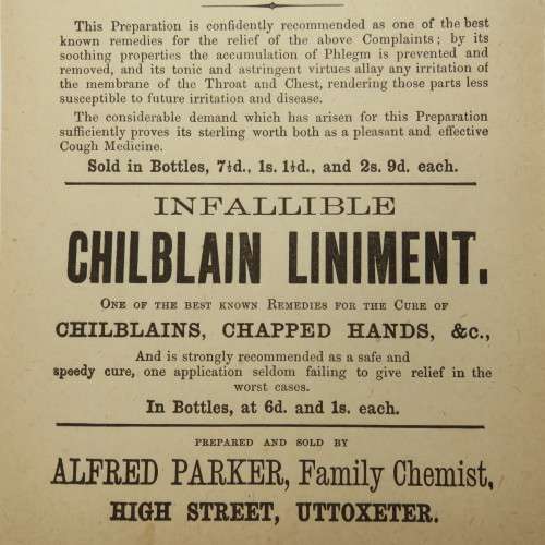Antique Parker Poor mans cough drops advertising leaflet