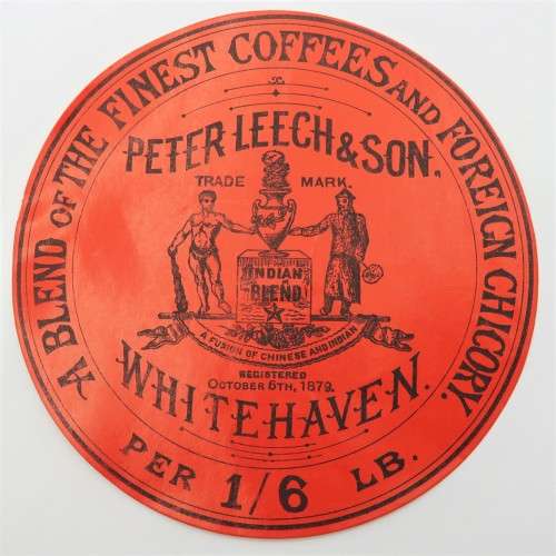 Antique Peter Leech and Son coffee tin label