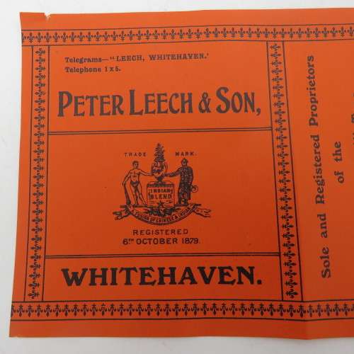 Antique Peter Leech and Son Half pound tin sweet almonds label