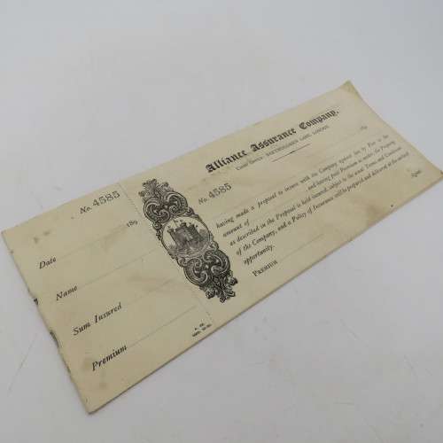 Alliance Assurance Company advice slip - unused booklet with 8 slips