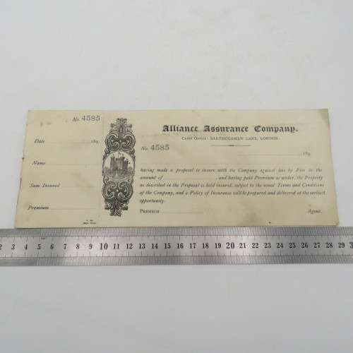 Alliance Assurance Company advice slip - unused booklet with 8 slips