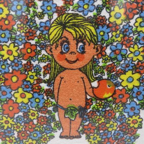 Pair of Adam and Eve framed towels - Vintage