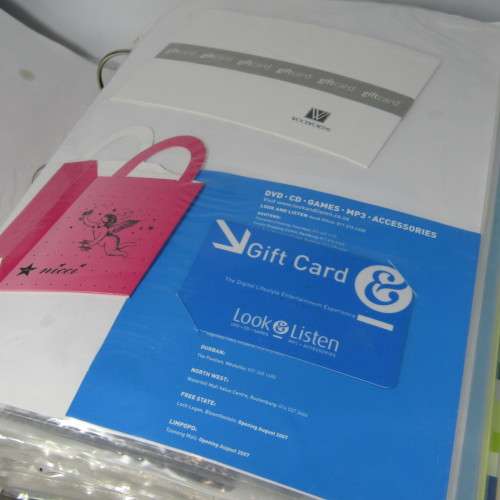 Gift Cards collection with hundreds of gift cards in folder