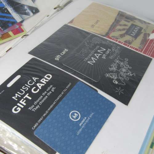 Gift Cards collection with hundreds of gift cards in folder
