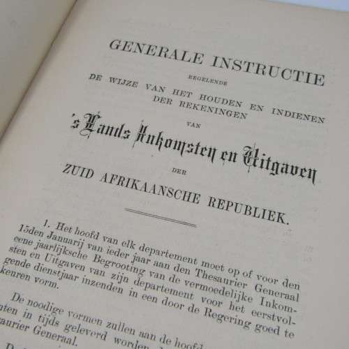 General Instruction om keeping and submitting accounts for the ZAR 1887 - Dutch / AFR