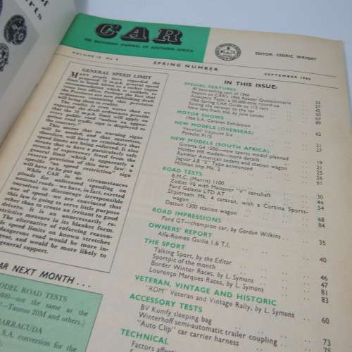 Vintage Car Magazine - September 1966 - excellent condition