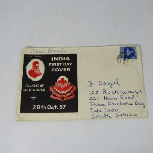 Lot of 4 Red Cross First Day Covers posted India to South Africa