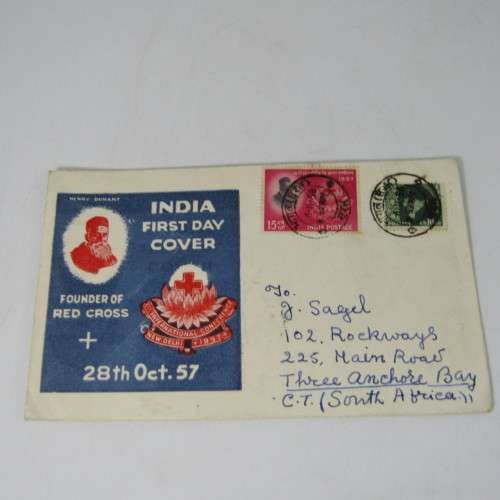 Lot of 4 Red Cross First Day Covers posted India to South Africa