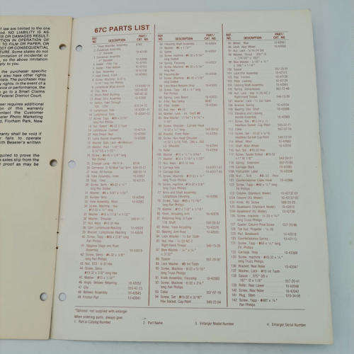 Beseler 67 C enlarger booklet