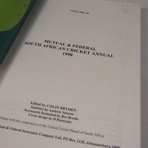 SA Cricket Annual `98 - Colin Bryden