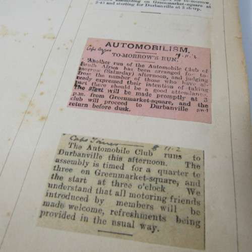 Motoring History - newspaper clipping history of Automotive related events and happenings in SA 1901