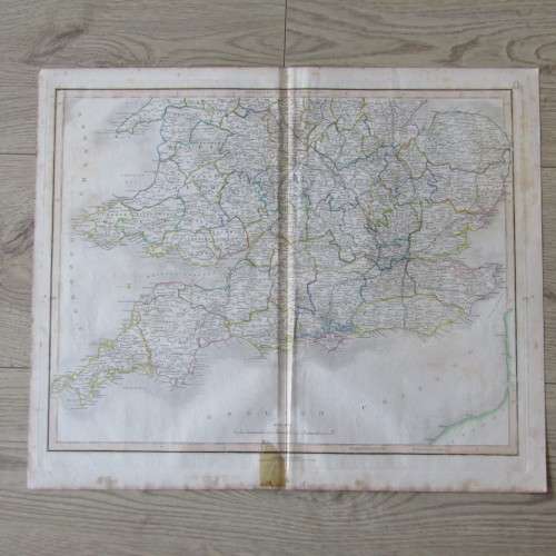 Original 1830`s map of England with all the Railways published WM. Lizars, Edinburgh - 2 piece map