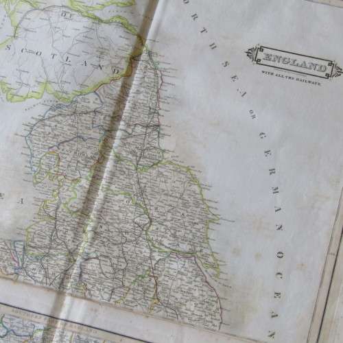 Original 1830`s map of England with all the Railways published WM. Lizars, Edinburgh - 2 piece map