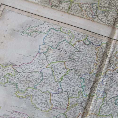 Original 1830`s map of England with all the Railways published WM. Lizars, Edinburgh - 2 piece map