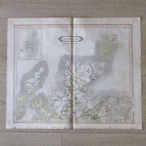 Original 1830`s map of Scotland with all the Railways published WM. Lizars, Edinburgh - 2 piece map