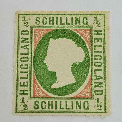 Heligoland ½ Schilling mint stamp - SG 1 - rose pink - rouletted