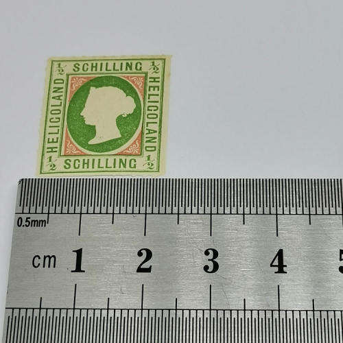 Heligoland ½ Schilling mint stamp - SG 1 - rose pink - rouletted