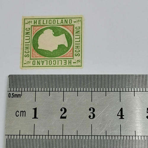 Heligoland ½ Schilling mint stamp - SG 1 - rose pink - rouletted