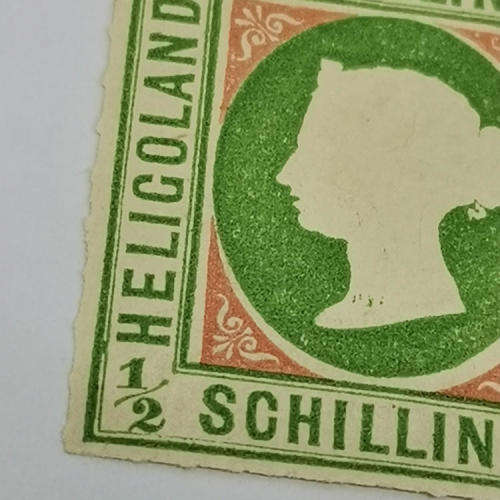 Heligoland ½ Schilling mint stamp - SG 1 - rose pink - rouletted