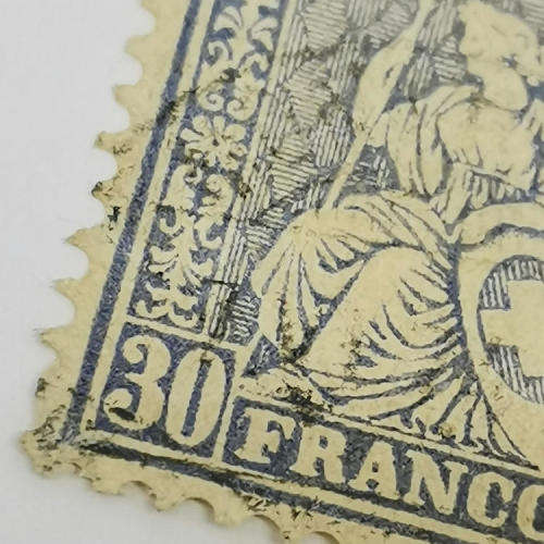 Switzerland 1862 blue 30 centimes top cut - Book value R3200 - undamaged used