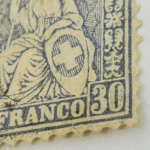 Switzerland 1862 blue 30 centimes top cut - Book value R3200 - undamaged used