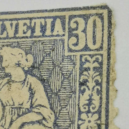 Switzerland 1862 blue 30 centimes top cut - Book value R3200 - undamaged used