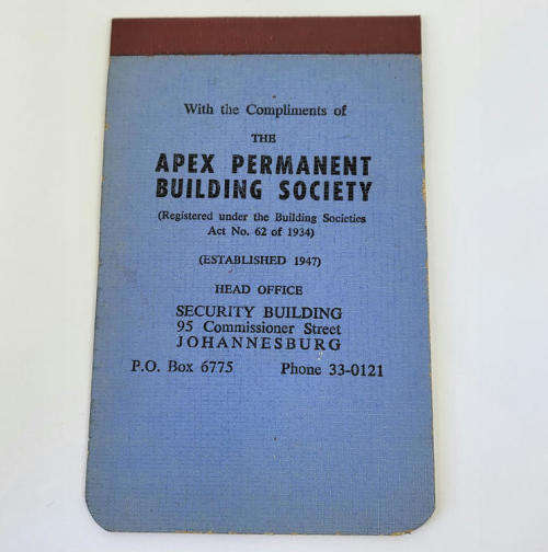 Vintage APEX Building society note book - Scarce